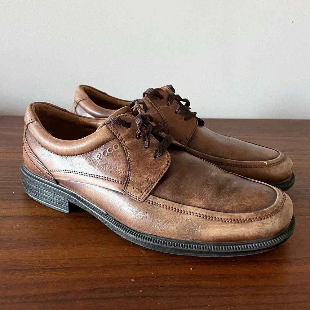 ECCO Men's Leather Lace Up Comfort Fit Oxford Dress Shoes Brown EU‎ 43